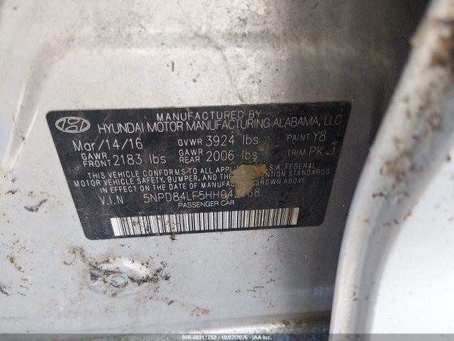 46311202 :رقم المزاد ، 5NPD84LF5HH042468 vin ، 2017 Hyundai Elantra Se مزاد بيع