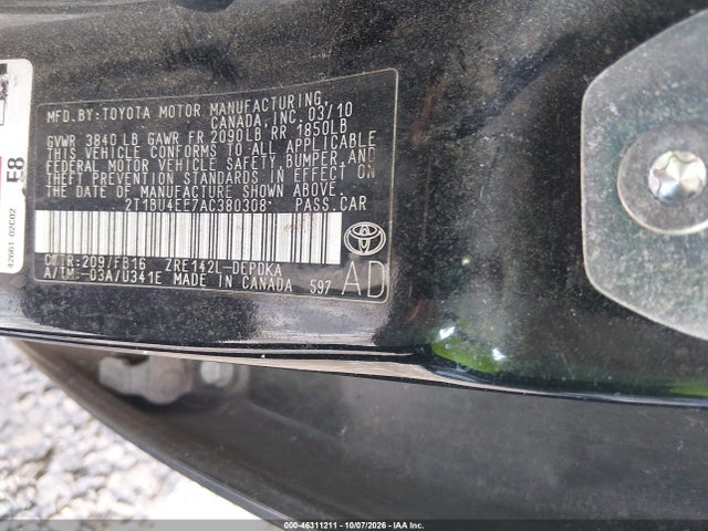 46311211 :رقم المزاد ، 2T1BU4EE7AC380308 vin ، 2010 Toyota Corolla مزاد بيع