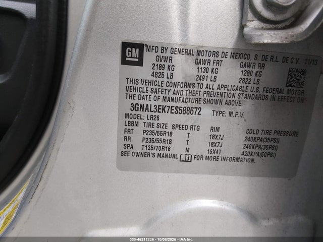 46311236 :رقم المزاد ، 3GNAL3EK7ES588672 vin ، 2014 Chevrolet Captiva Sport Lt مزاد بيع
