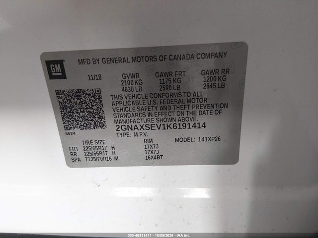 Chevrolet EQUINOX LS 2019 2GNAXSEV1K6191414 Image 9