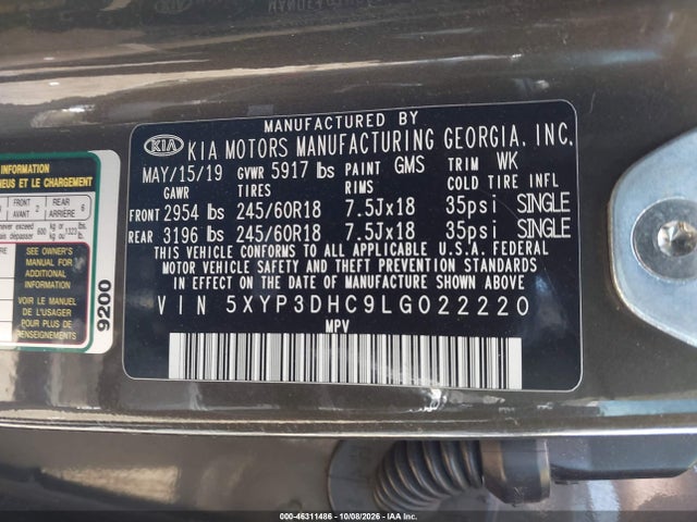 KIA Telluride Ex 2020 5XYP3DHC9LG022220 Image 9