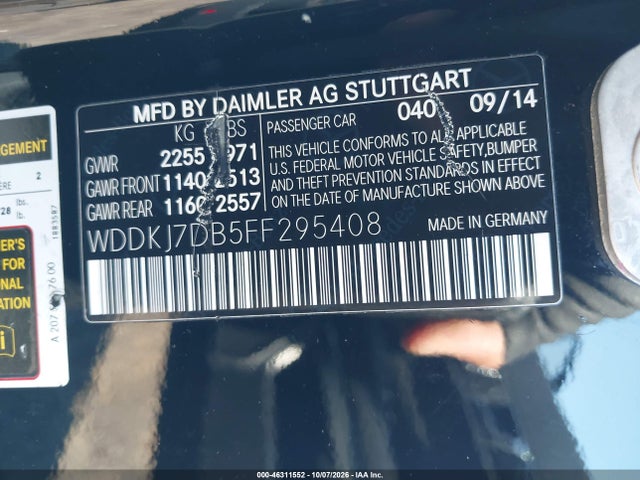 46311552 :رقم المزاد ، WDDKJ7DB5FF295408 vin ، 2015 Mercedes-benz E 550 مزاد بيع