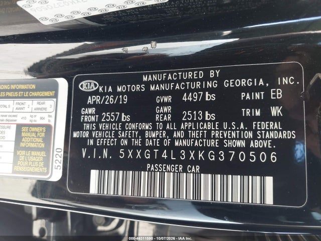KIA Optima Lx 2019 5XXGT4L3XKG370506 Image 9