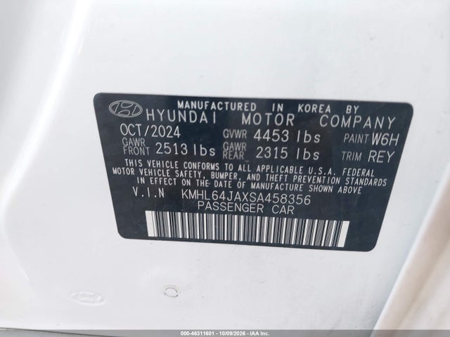 Aukcja sprzedaży 2025 Hyundai Sonata Sel, vin: KMHL64JAXSA458356, numer aukcji: 46311601