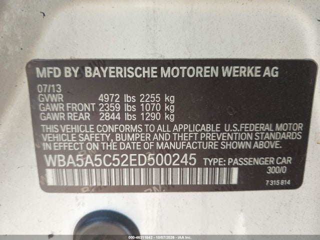BMW 528I 2014 WBA5A5C52ED500245 Image 9