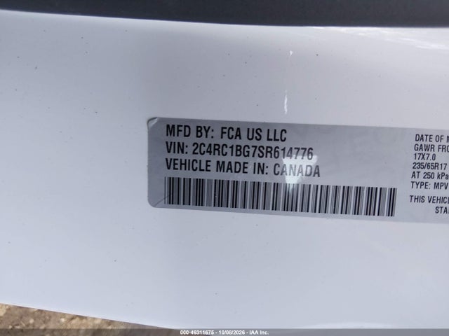 Продаж на аукціоні авто 2025 Chrysler Pacifica Select, vin: 2C4RC1BG7SR614776, номер лоту: 46311675