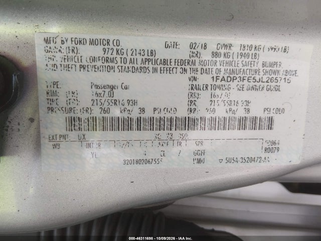 Ford FOCUS SE 2018 1FADP3FE5JL265715 Image 9