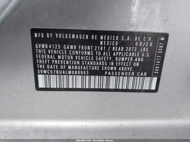 3VWC57BU4LM080053 Volkswagen Jetta 1.4t R-line/1.4t S/1.4t Se