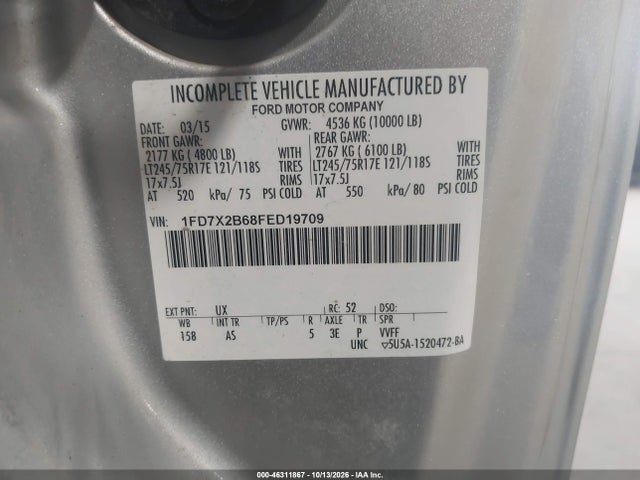 Продажа на аукционе авто 2015 Ford F-250 Xl, vin: 1FD7X2B68FED19709, номер лота: 46311867