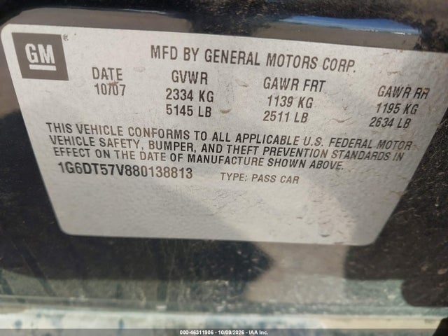 Продаж на аукціоні авто 2008 Cadillac Cts Standard, vin: 1G6DT57V880138813, номер лоту: 46311906