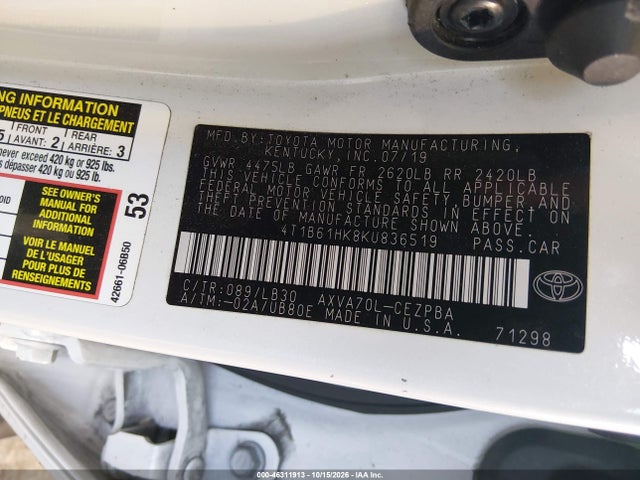 Продаж на аукціоні авто 2019 Toyota Camry Xse, vin: 4T1B61HK8KU836519, номер лоту: 46311913