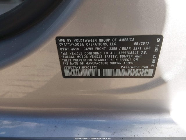 1VWDT7A31HC078272 Volkswagen Passat 1.8t R-line