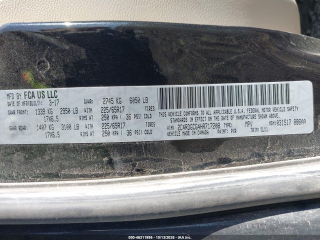 2C4RDGCG4HR717208 Dodge Grand Caravan Sxt
