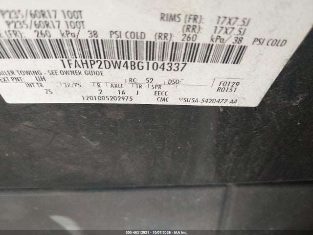 Продаж на аукціоні авто 2011 Ford Taurus Se, vin: 1FAHP2DW4BG104337, номер лоту: 46312021