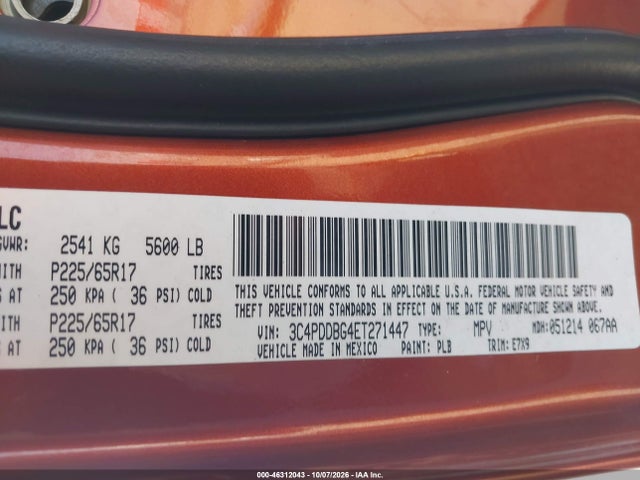 3C4PDDBG4ET271447 Dodge Journey Sxt