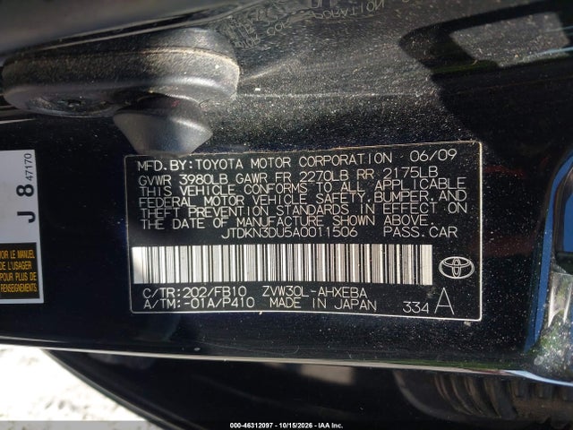 46312097 :رقم المزاد ، JTDKN3DU5A0011506 vin ، 2010 Toyota Prius Ii مزاد بيع