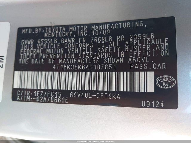 Продаж на аукціоні авто 2010 Toyota Camry Se V6, vin: 4T1BK3EK6AU107851, номер лоту: 46312121