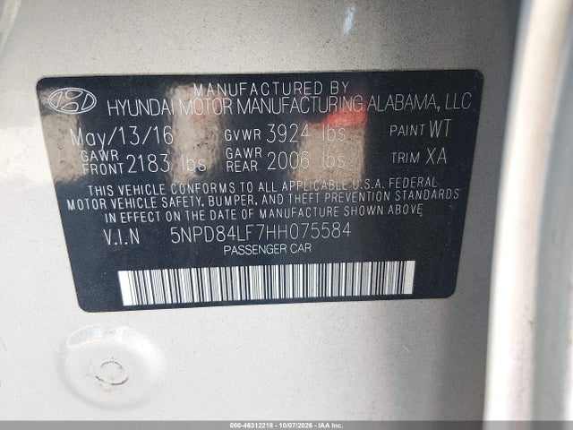 Hyundai ELANTRA SE 2017 5NPD84LF7HH075584 Image 9