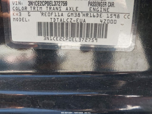 2014 Nissan Versa Note S Plus მანქანა იყიდება აუქციონზე, vin: 3N1CE2CP0EL372759, აუქციონის ნომერი: 46312291