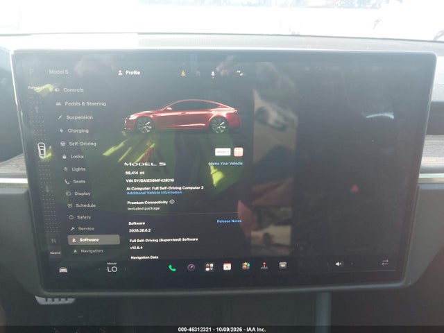 2021 Tesla Model S Long Range Dual Motor All-wheel Drive მანქანა იყიდება აუქციონზე, vin: 5YJSA1E59MF428219, აუქციონის ნომერი: 46312321