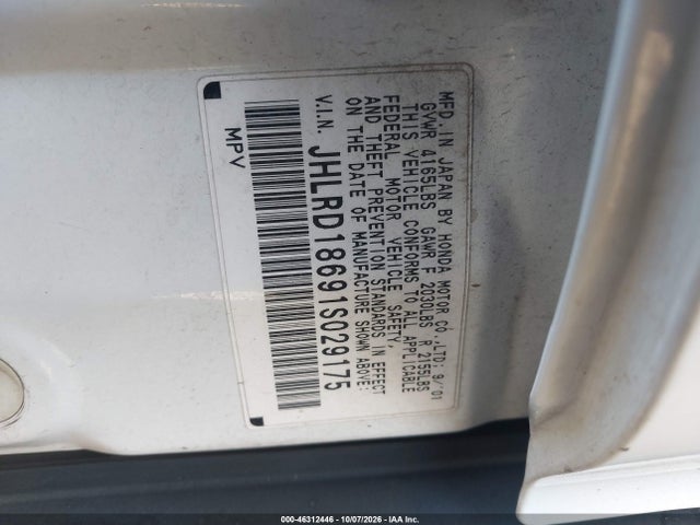 Aukcja sprzedaży 2001 Honda Cr-v Ex, vin: JHLRD18691S029175, numer aukcji: 46312446
