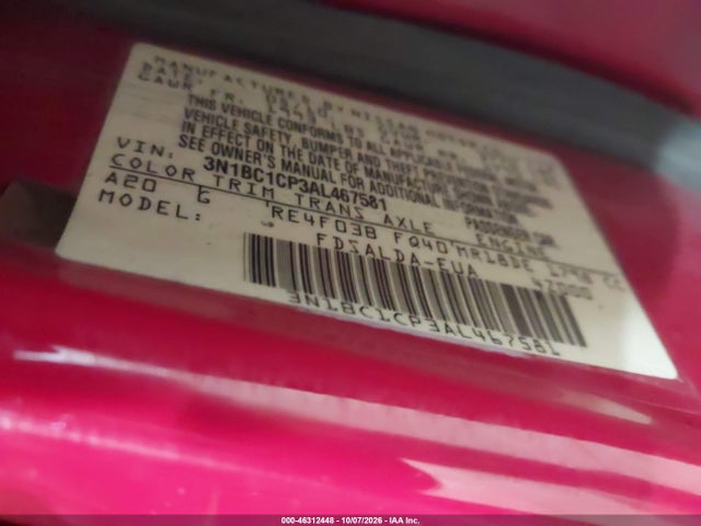 Продажа на аукционе авто 2010 Nissan Versa 1.8s, vin: 3N1BC1CP3AL467581, номер лота: 46312448