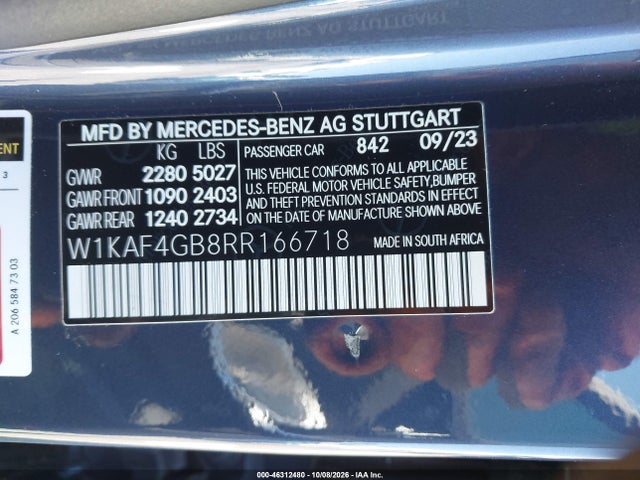 W1KAF4GB8RR166718 Mercedes-Benz C 300