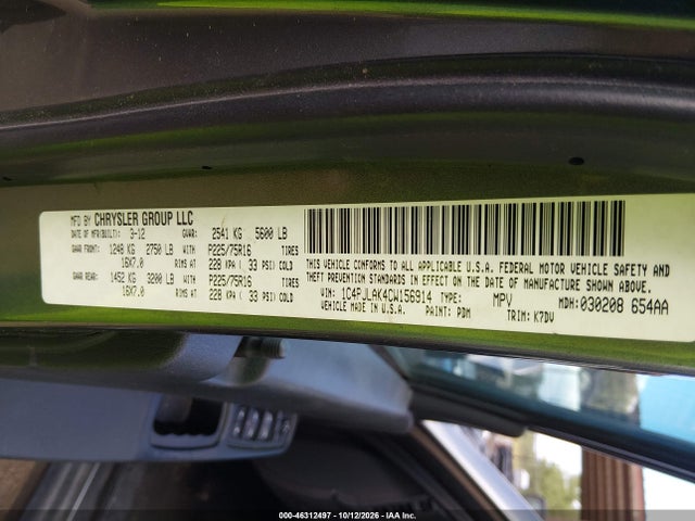 Продаж на аукціоні авто 2012 Jeep Liberty Sport, vin: 1C4PJLAK4CW156914, номер лоту: 46312497