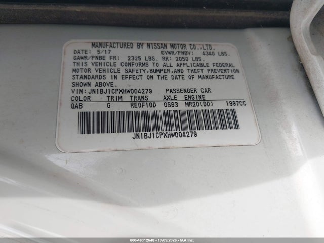 Продажа на аукционе авто 2017 Nissan Rogue Sport S, vin: JN1BJ1CPXHW004279, номер лота: 46312648
