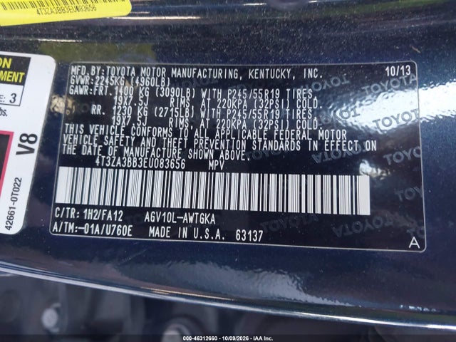 Aukcja sprzedaży 2014 Toyota Venza Le, vin: 4T3ZA3BB3EU083656, numer aukcji: 46312660