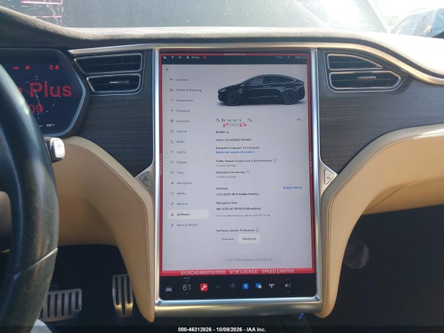 46312826 :رقم المزاد ، 5YJXCAE49GF001909 vin ، 2016 Tesla Model X 60d/p100d/p90d مزاد بيع