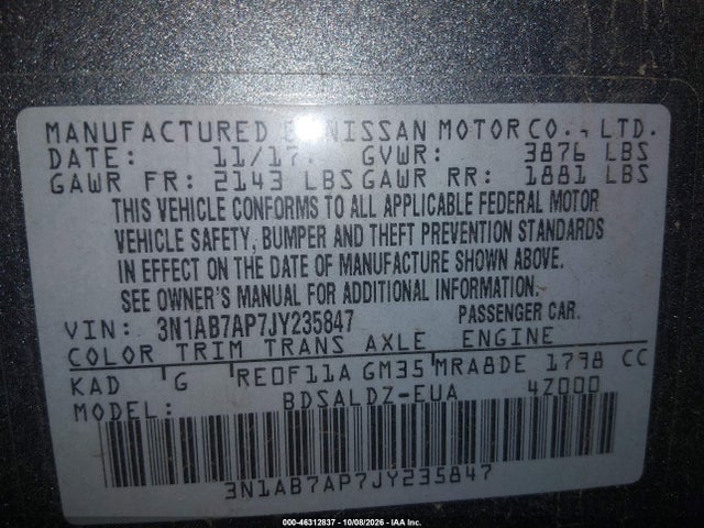 Nissan SENTRA SV 2018 3N1AB7AP7JY235847 Image 9