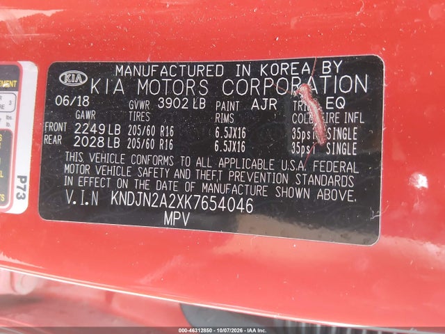 KIA Soul 2019 KNDJN2A2XK7654046 Image 9