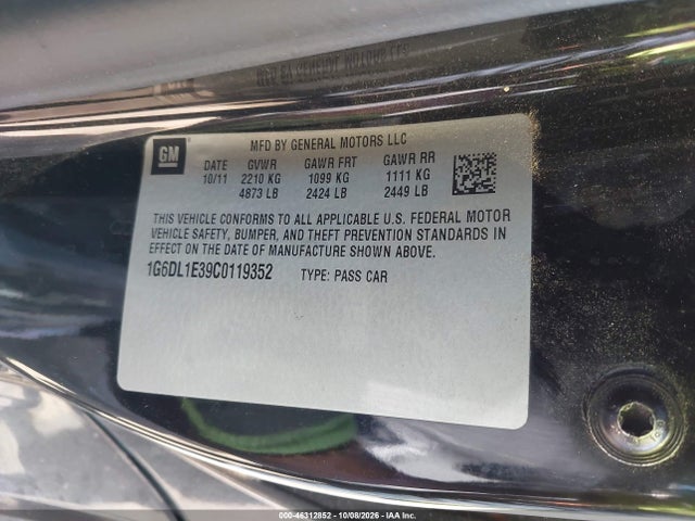 Aukcja sprzedaży 2012 Cadillac Cts Performance, vin: 1G6DL1E39C0119352, numer aukcji: 46312852