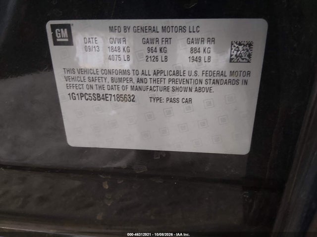 Aukcja sprzedaży 2014 Chevrolet Cruze 1lt Auto, vin: 1G1PC5SB4E7185632, numer aukcji: 46312921