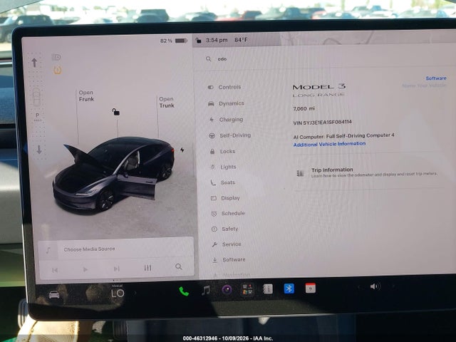 Auction sale of the 2025 Tesla Model 3 Long Range Rear-wheel Drive/standard Rear-wheel Drive, vin: 5YJ3E1EA1SF084114, lot number: 46312946