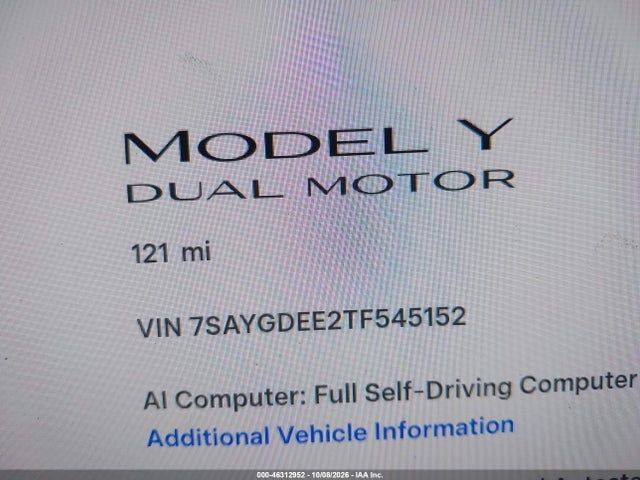 7SAYGDEE2TF545152 Tesla Model Y All-wheel Drive/long Range Launch Series/premium All-wheel Drive