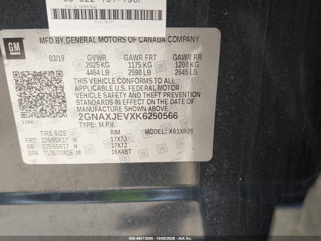 Chevrolet EQUINOX LT 2019 2GNAXJEVXK6250566 Image 9