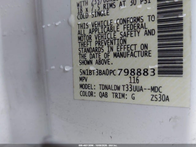 46313096 :رقم المزاد ، 5N1BT3BA0PC798883 vin ، 2023 Nissan Rogue Sv Fwd مزاد بيع