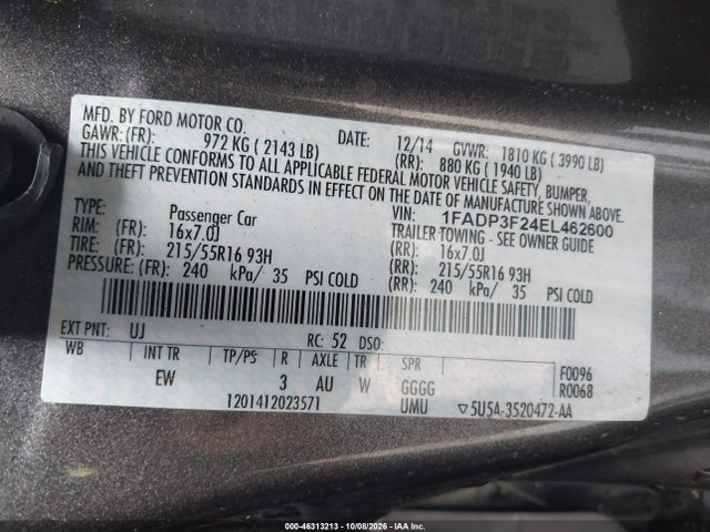 Продажа на аукционе авто 2014 Ford Focus Se, vin: 1FADP3F24EL462600, номер лота: 46313213