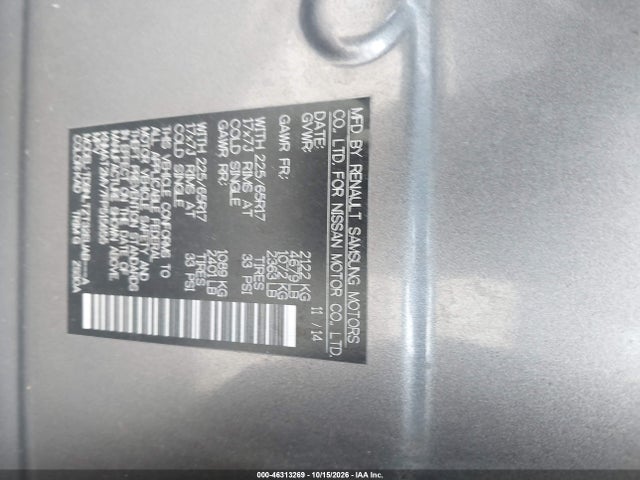 46313269 :رقم المزاد ، KNMAT2MV7FP515655 vin ، 2015 Nissan Rogue Sv مزاد بيع