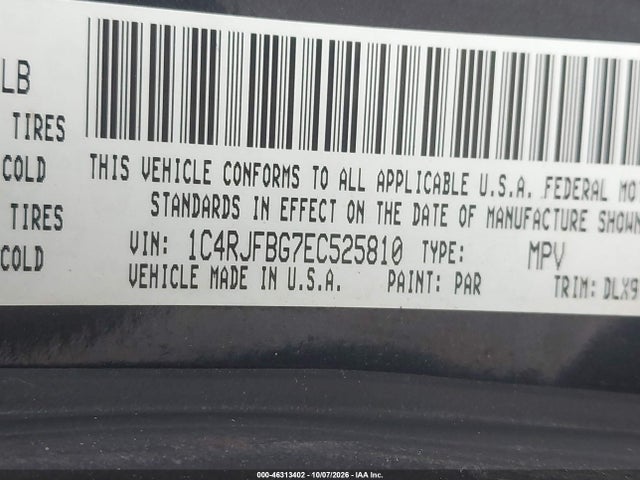 Продажа на аукционе авто 2014 Jeep Grand Cherokee Limited, vin: 1C4RJFBG7EC525810, номер лота: 46313402