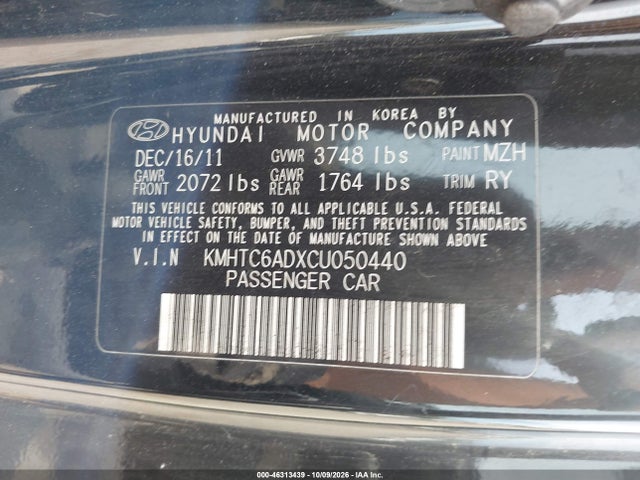 Продаж на аукціоні авто 2012 Hyundai Veloster Base W/gray, vin: KMHTC6ADXCU050440, номер лоту: 46313439