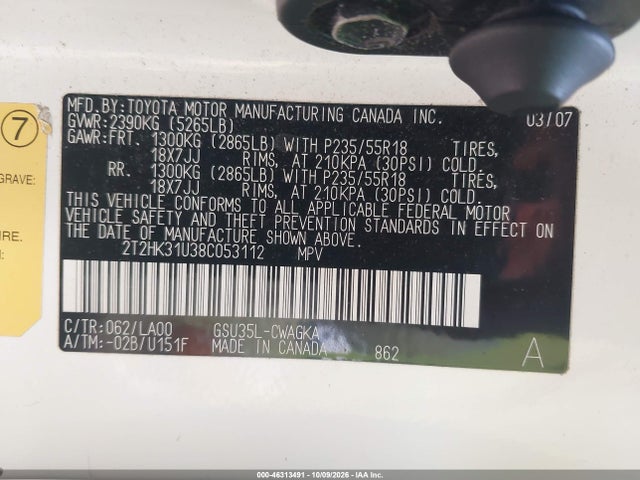Aukcja sprzedaży 2008 Lexus Rx 350, vin: 2T2HK31U38C053112, numer aukcji: 46313491