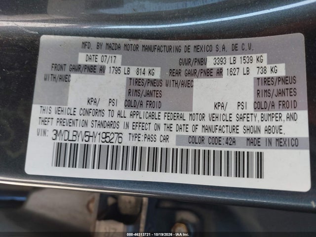 Aukcja sprzedaży 2017 Toyota Yaris Ia, vin: 3MYDLBYV5HY195276, numer aukcji: 46313721