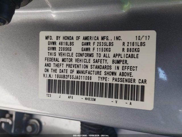 2018 Acura Tlx Tech Pkg მანქანა იყიდება აუქციონზე, vin: 19UUB2F55JA011096, აუქციონის ნომერი: 46313895