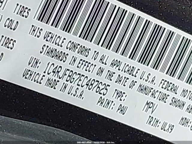 Продаж на аукціоні авто 2014 Jeep Grand Cherokee Limited, vin: 1C4RJFBG7EC487625, номер лоту: 46314058