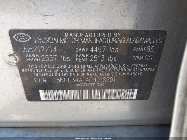 Продаж на аукціоні авто 2015 Hyundai Sonata Limited, vin: 5NPE34AF4FH018701, номер лоту: 46314103