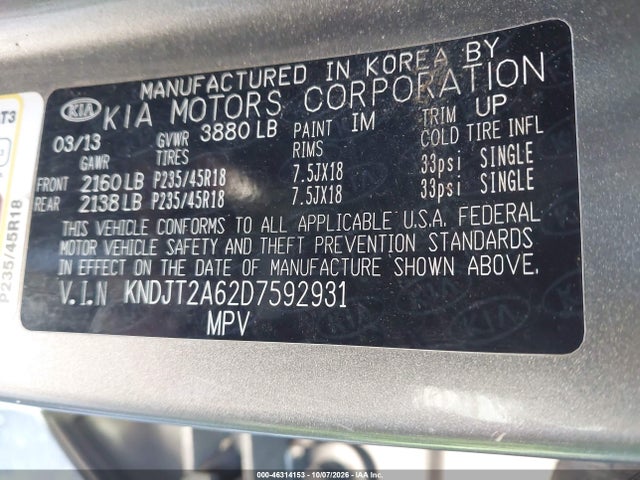 Продаж на аукціоні авто 2013 Kia Soul !, vin: KNDJT2A62D7592931, номер лоту: 46314153