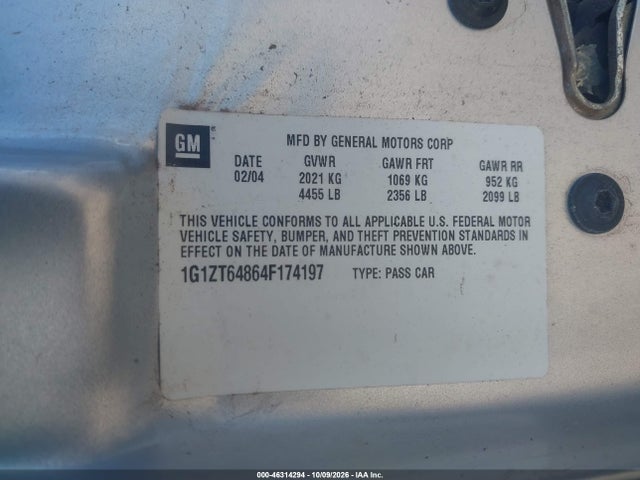 46314294 :رقم المزاد ، 1G1ZT64864F174197 vin ، 2004 Chevrolet Malibu Maxx Ls مزاد بيع